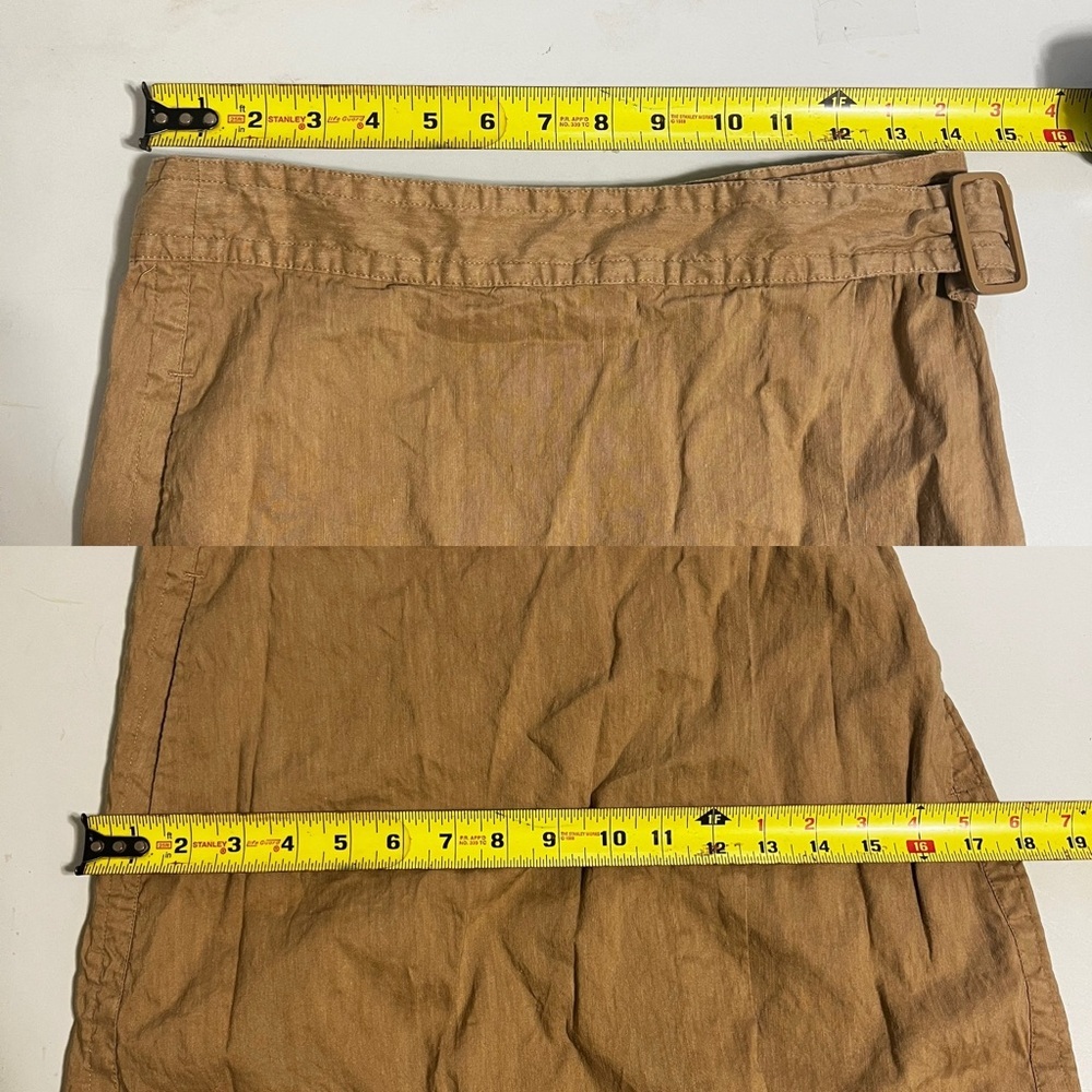 Vince Linen Blend Buckle Wrap Midi Skirt Neutral Tan - Picture 7 of 9